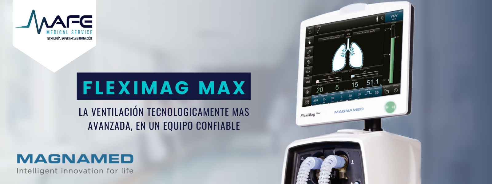 Ventilador Magnamed Fleximag Max distribuido por Mafe Medical Service