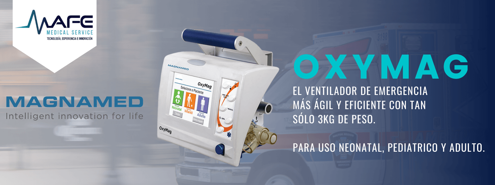 Distribuidor de equipo médico ventilador Magnamed Oxymag