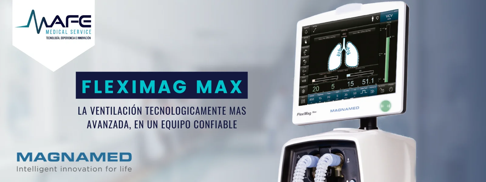 Ventilador Magnamed Fleximag Max distribuido por Mafe Medical Service