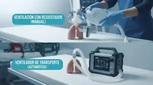resucitador vs. ventilador de transporte